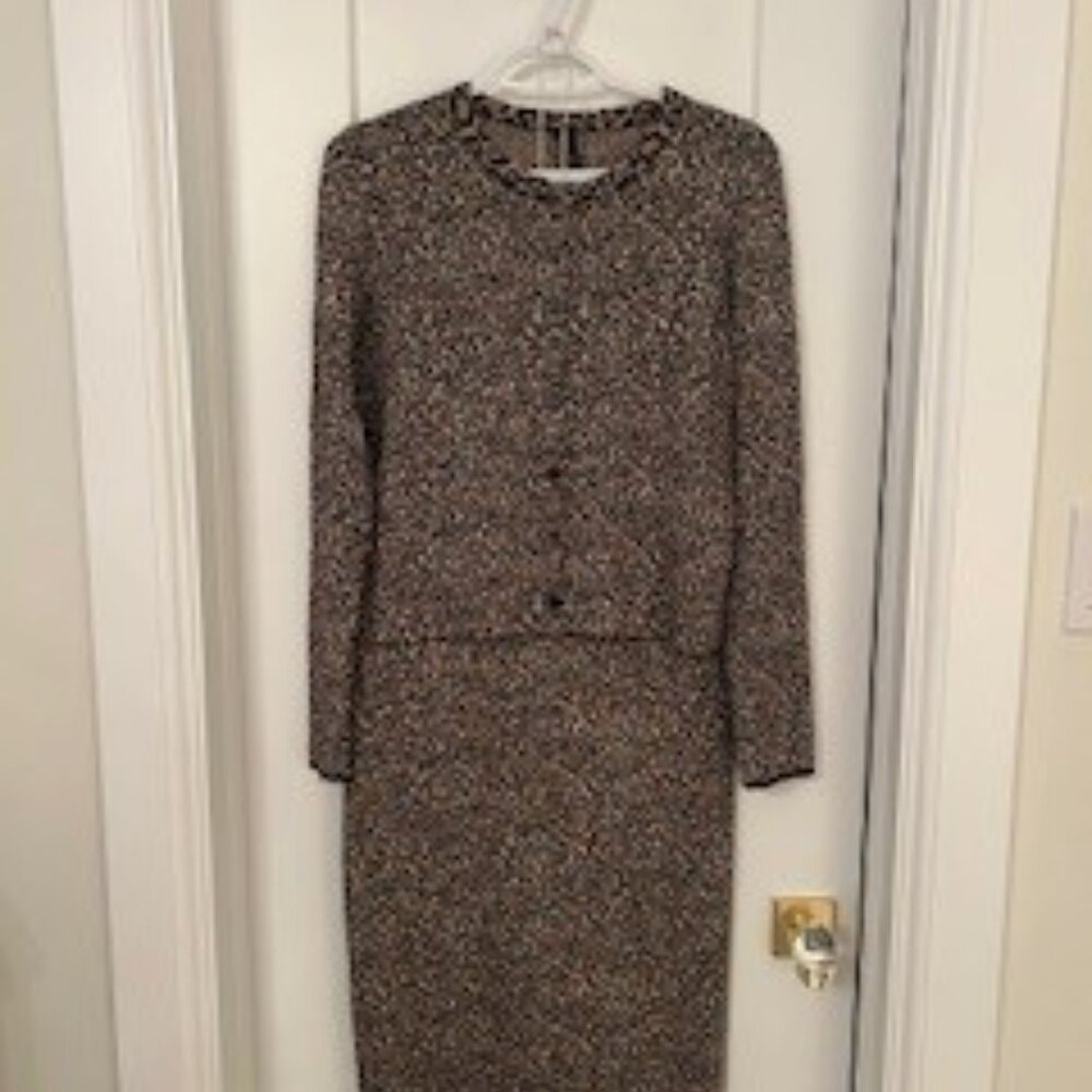 Marc Cain Animal Print Knit 2-piece outfit: cardigan and pencil skirt - size N3